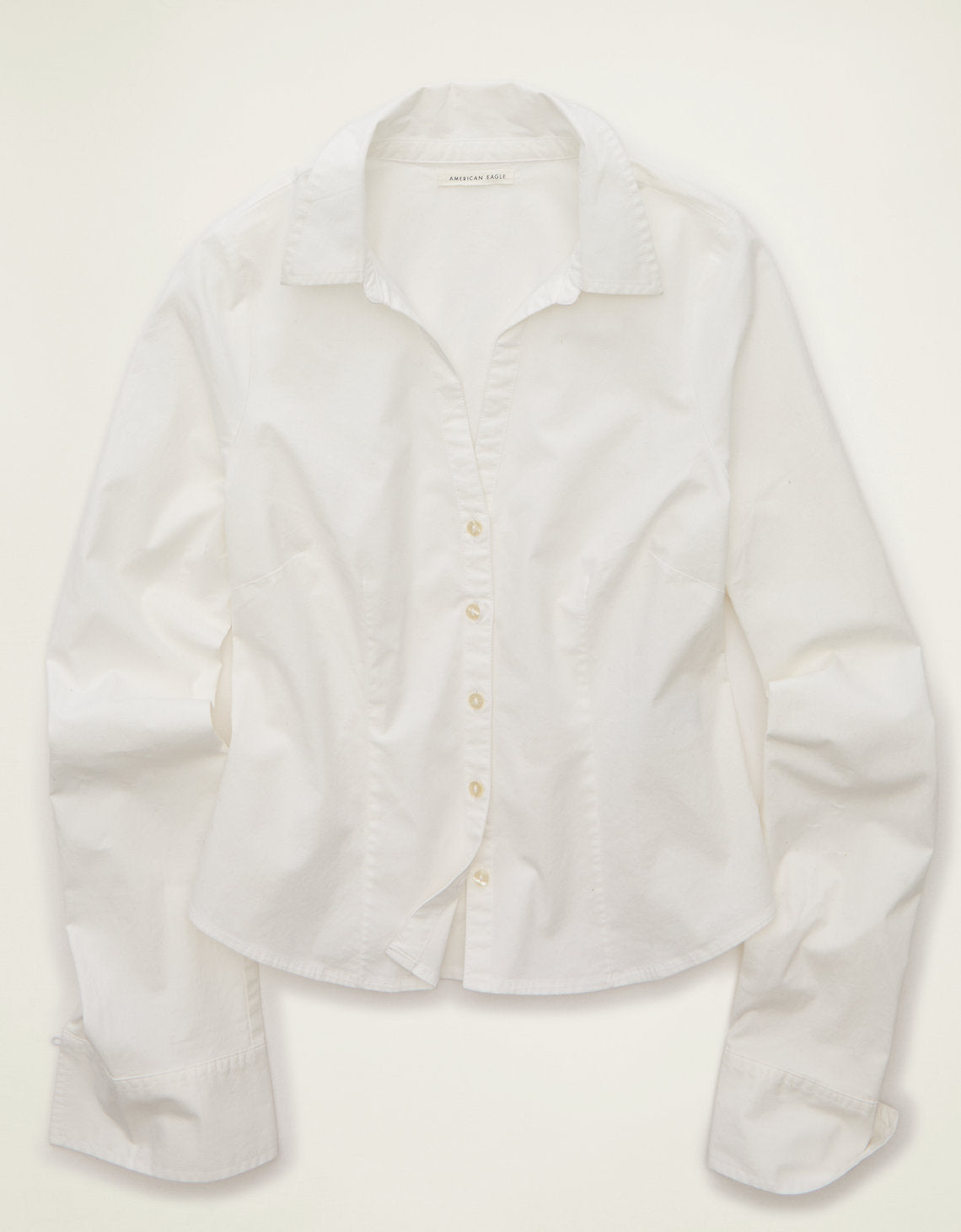 Camisa ajustada de popelina con botones. - Blanco 0355_7054_100_f