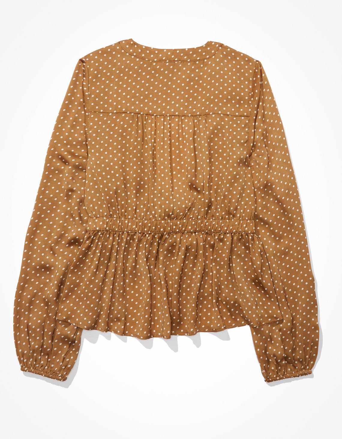 Blusa de seda AE de manga larga. - Café 0358_4651_200_b