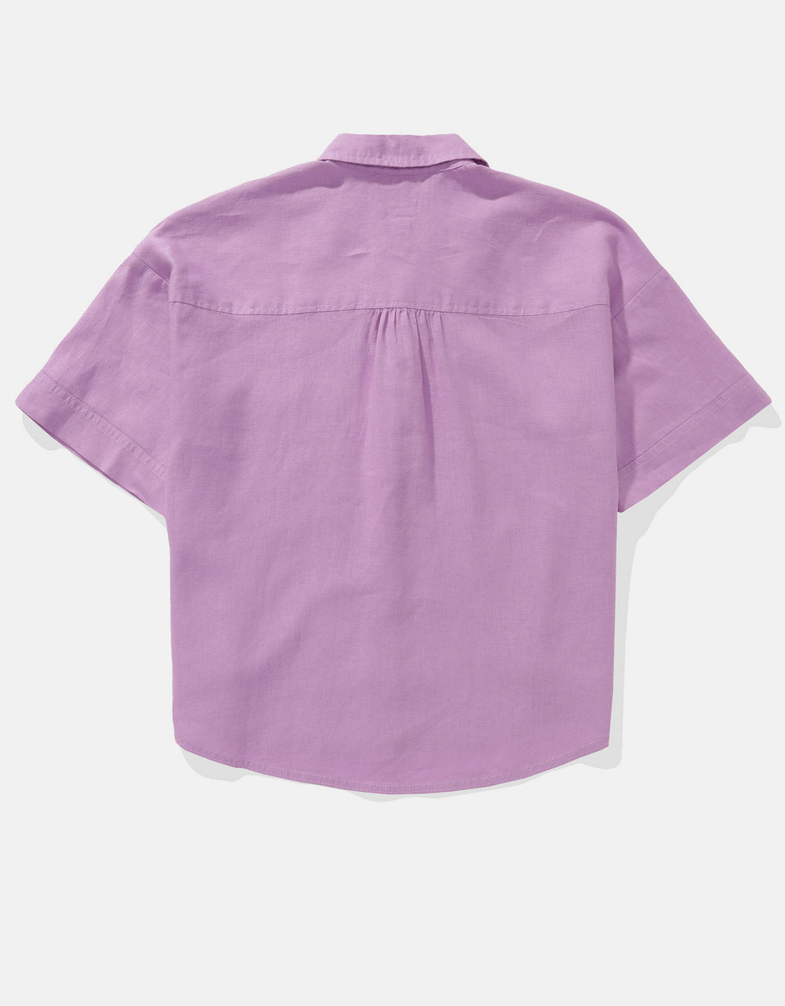 Camisa de Lino con Botones y Manga Corta para Mujer - Morado 0358_6065_500_b