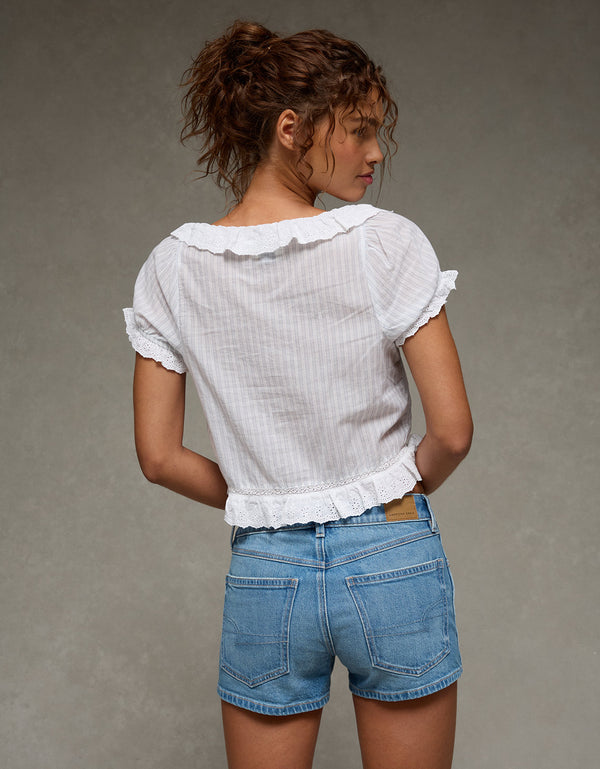Blusa abotonada Ae Schiffli - Blanco