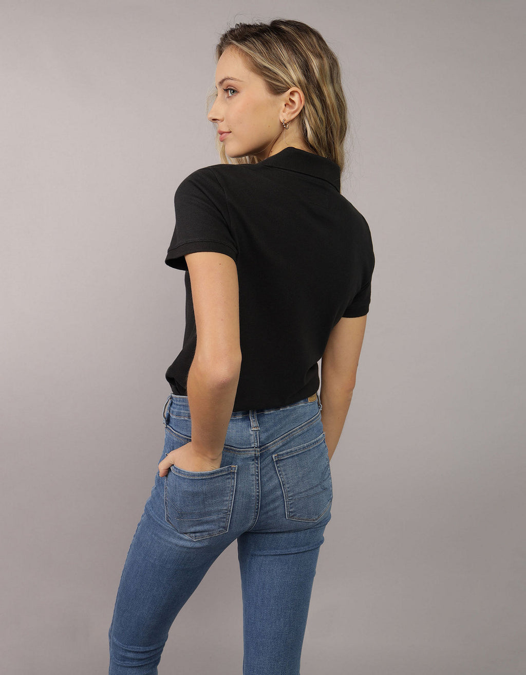 Camiseta Tipo Polo Clásica Ae - Negro 0364_9899_001_ob