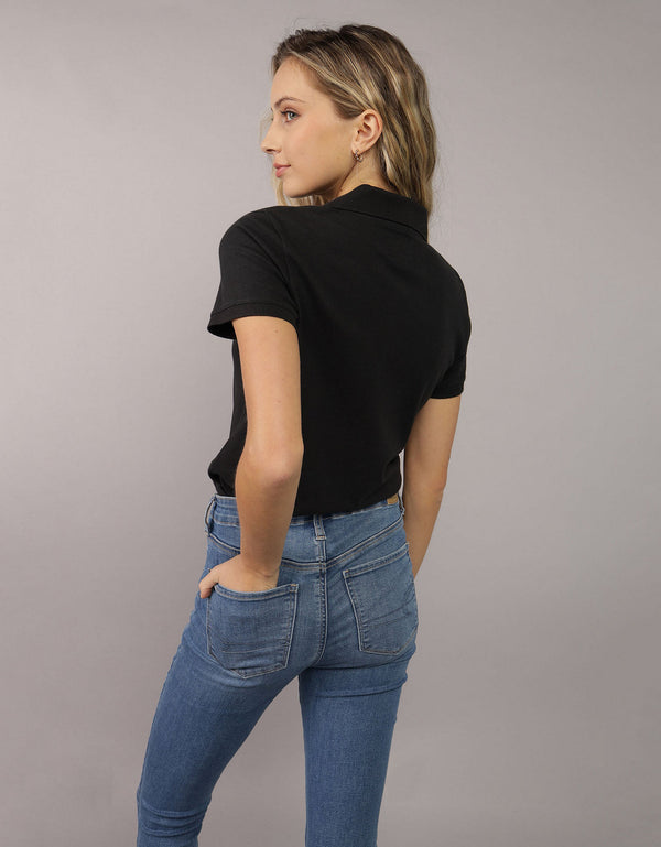 Camiseta Tipo Polo Clásica Ae - Negro