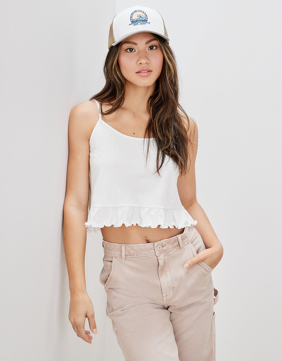 Camiseta Ae, cuello alto - Blanco 0366_5311_100_os