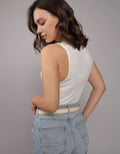 Blusa AE cuello redondo sin mangas para mujer - Blanco 0366_5718_100_ob