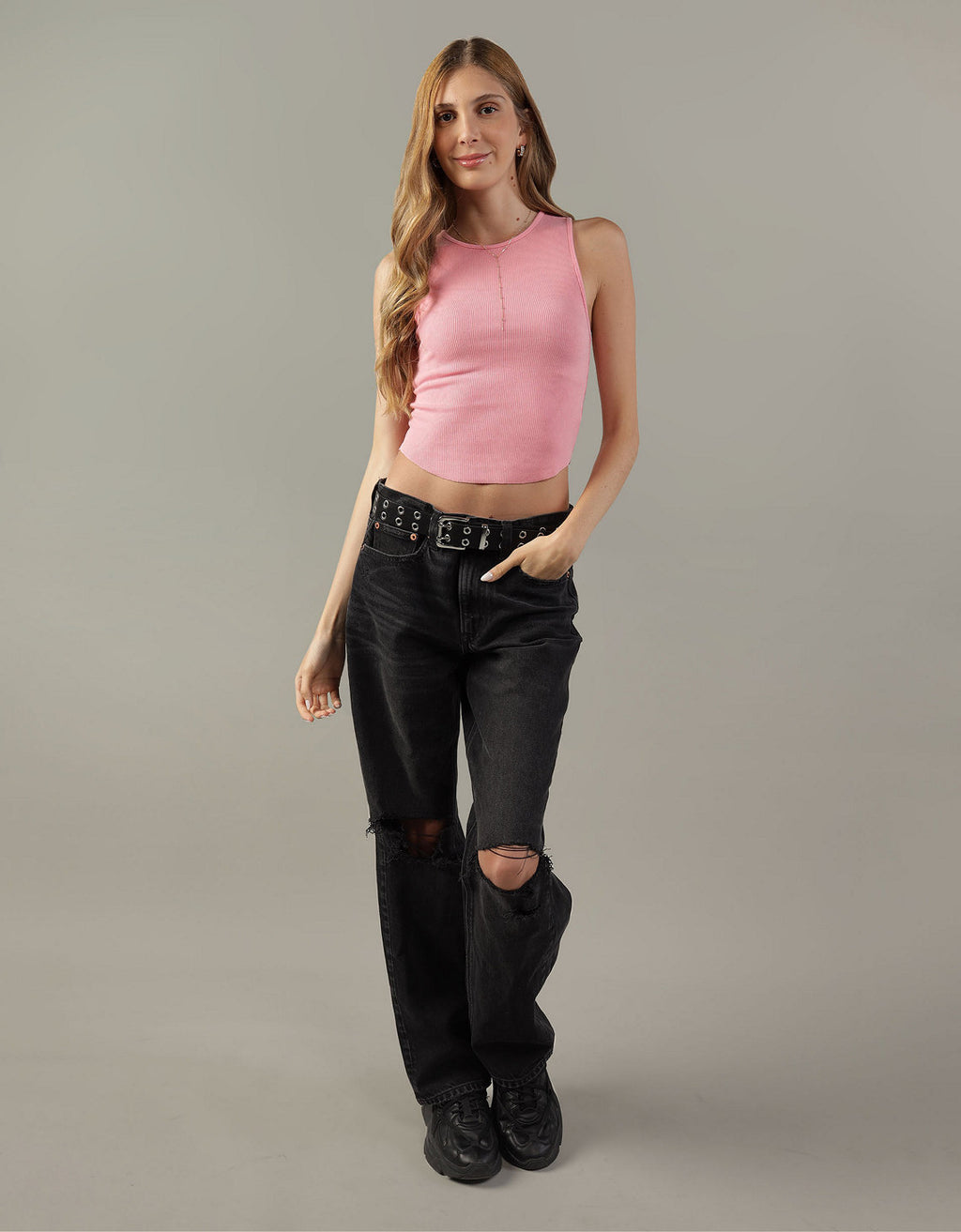 Camiseta Ae acanalada, afelpada - Rosa 0366_5938_199_of