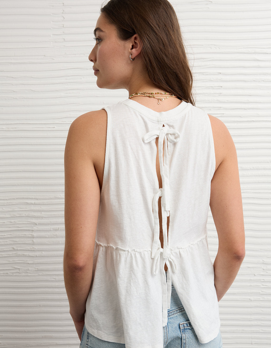 Top de tirantes estilo babydoll con lazo en la espalda Ae Sunchaser - Blanco 0366_6448_115_ob