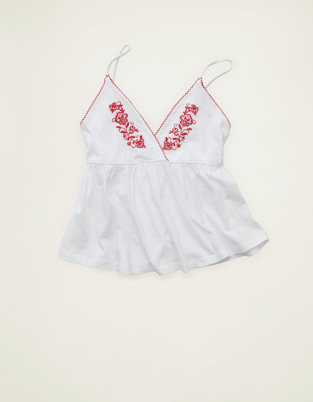 Camiseta de tirantes tipo babydoll con ribete picot Ae - Blanco 0366_6552_100_f