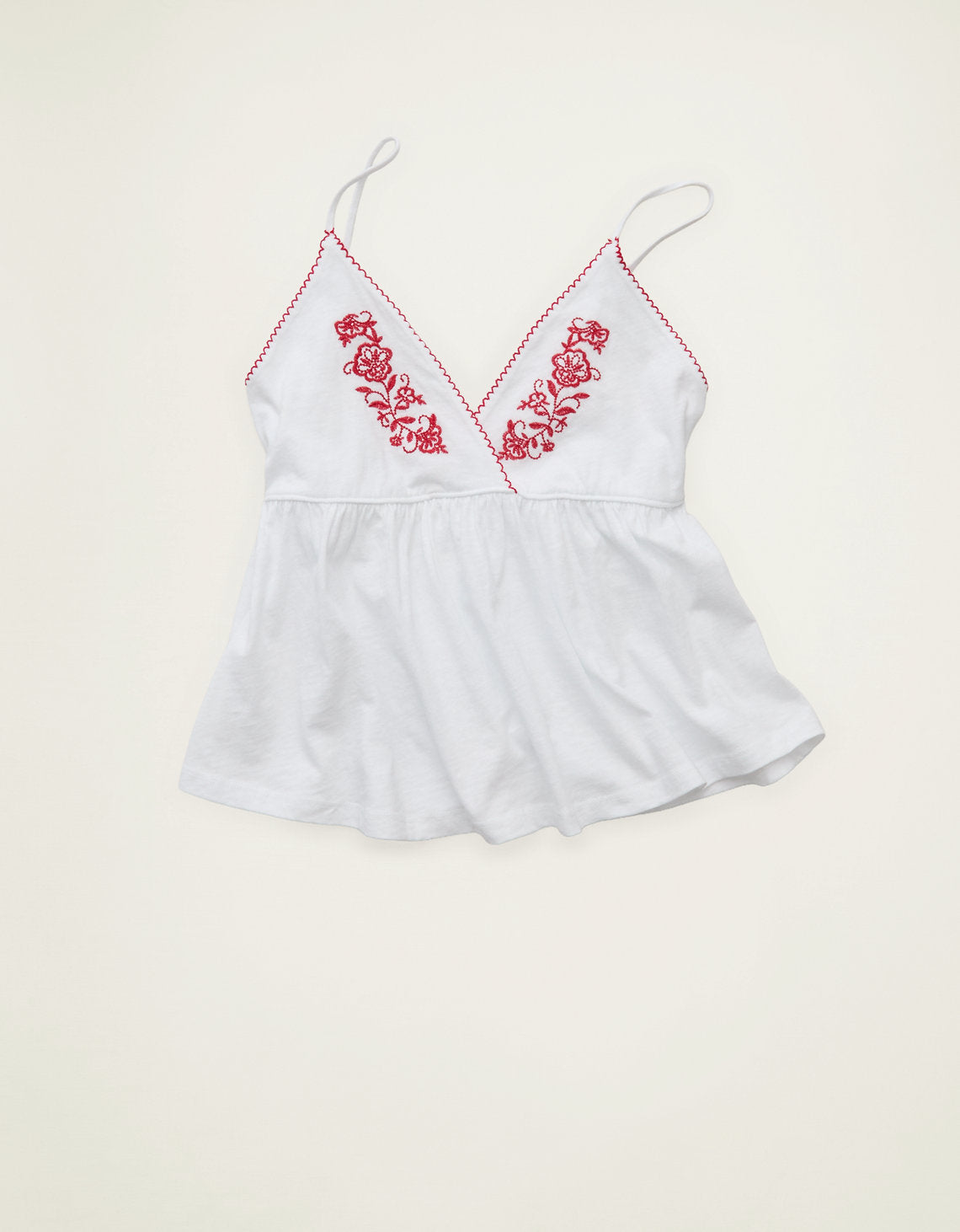 Camiseta de tirantes tipo babydoll con ribete picot Ae - Blanco 0366_6552_100_f
