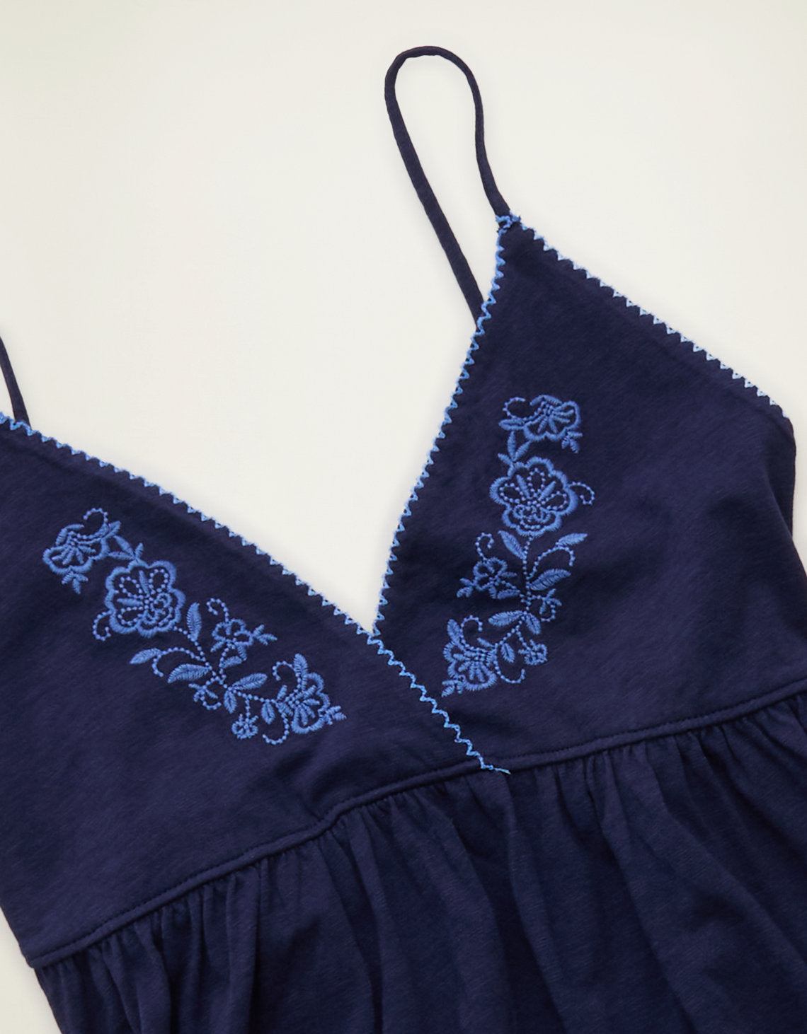 Camiseta de tirantes tipo babydoll con ribete picot Ae - Azul 0366_6552_448_d1