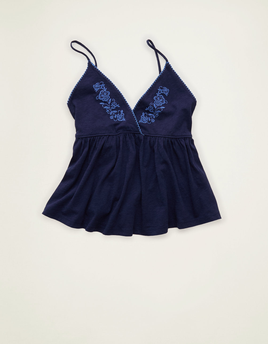 Camiseta de tirantes tipo babydoll con ribete picot Ae - Azul 0366_6552_448_f