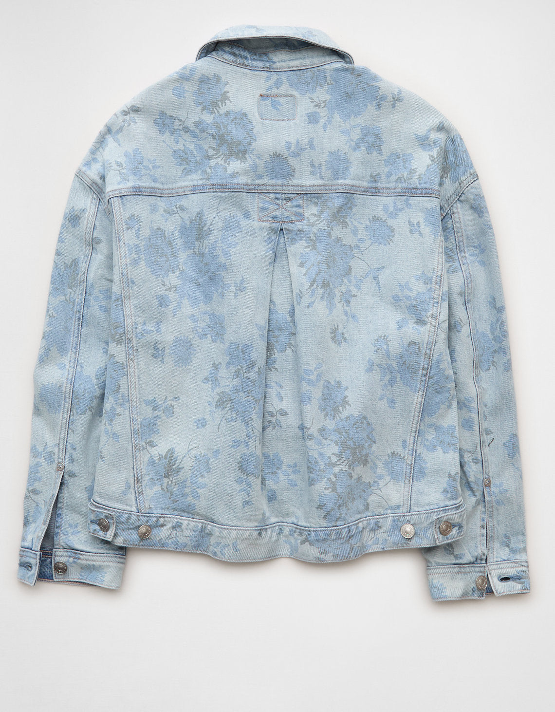 Chaqueta de mezclilla con estampado floral en corte acampanado - Azul 0381_3795_488_b