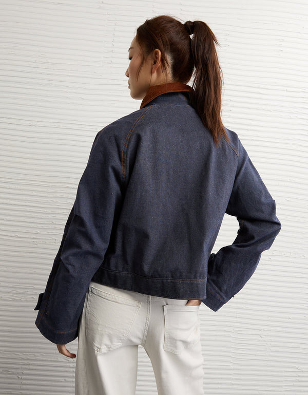 Chaqueta Utility Cropped Ae - Azul