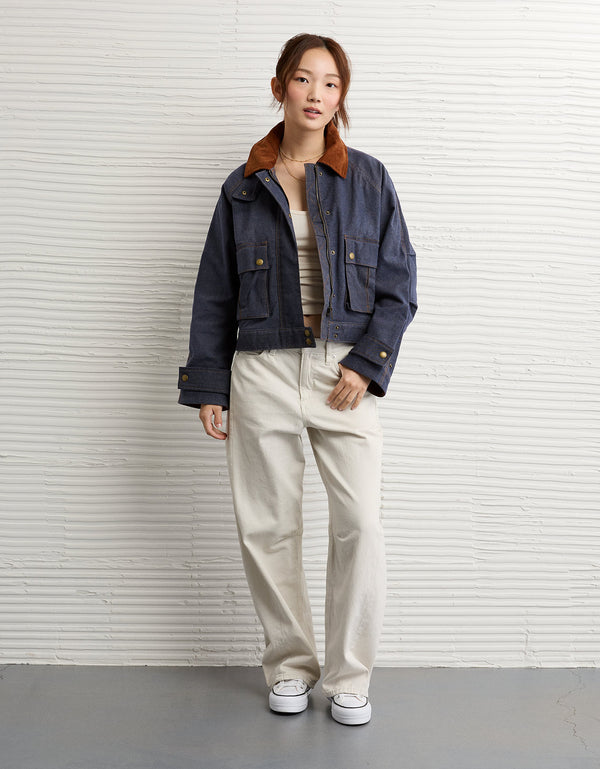 Chaqueta Utility Cropped Ae - Azul