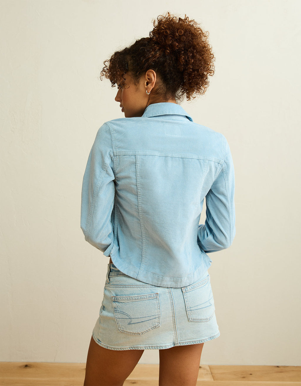 Chaqueta de Corderoy Encogida Ae - Azul 0387_3823_401_ob