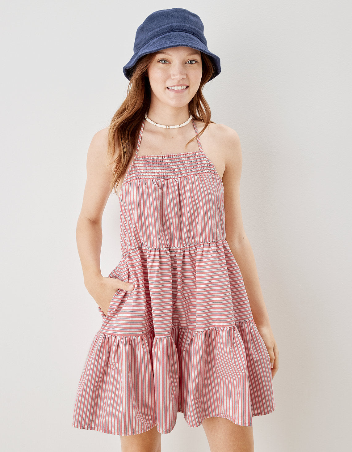 Vestido Mini AE con cuello alto tipo halter en popelina - Generico 0395_6556_211_of