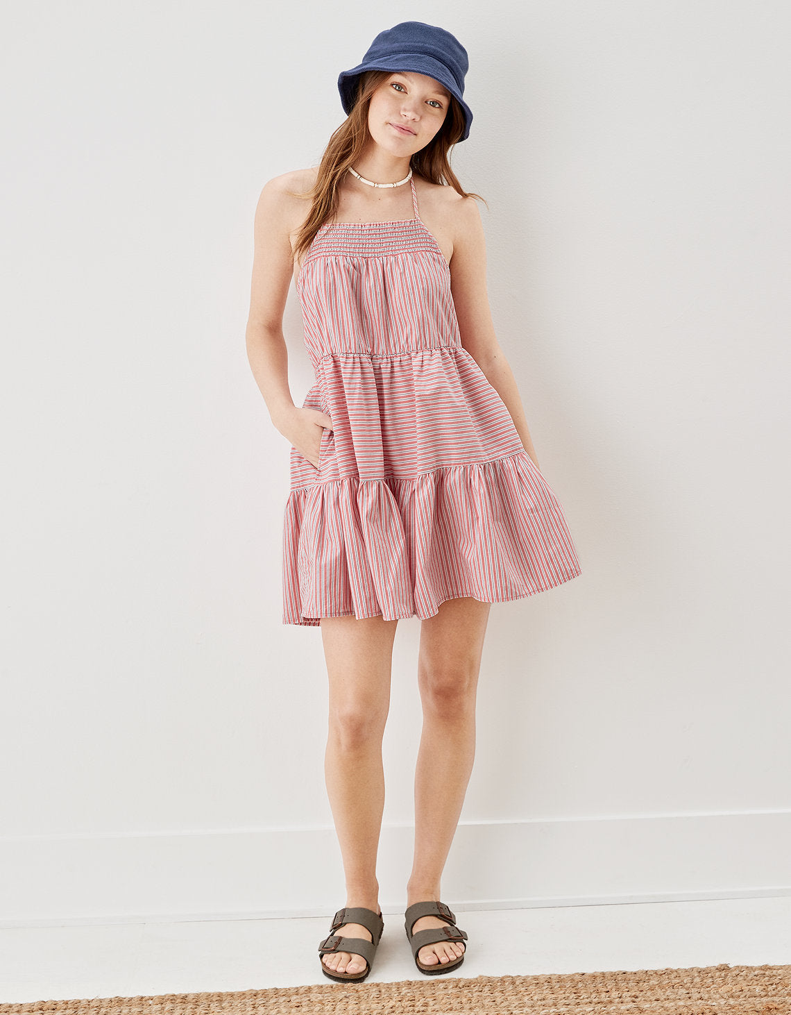 Vestido Mini AE con cuello alto tipo halter en popelina - Generico 0395_6556_211_os