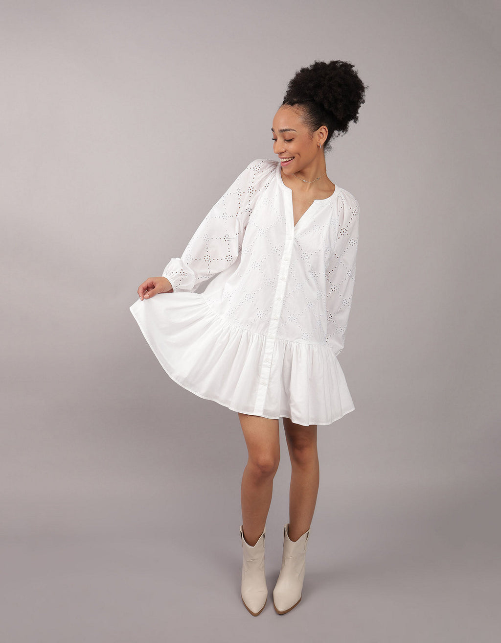 Vestido tipo Camisa Mujer AE - Blanco 0395_7841_100_of