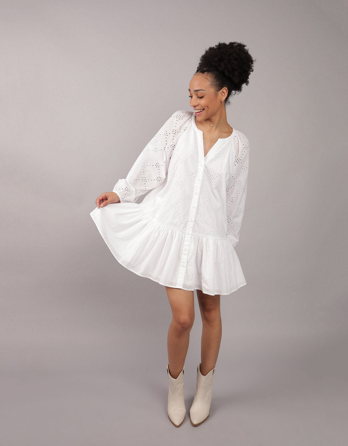 Vestido tipo Camisa Mujer AE - Blanco 0395_7841_100_of
