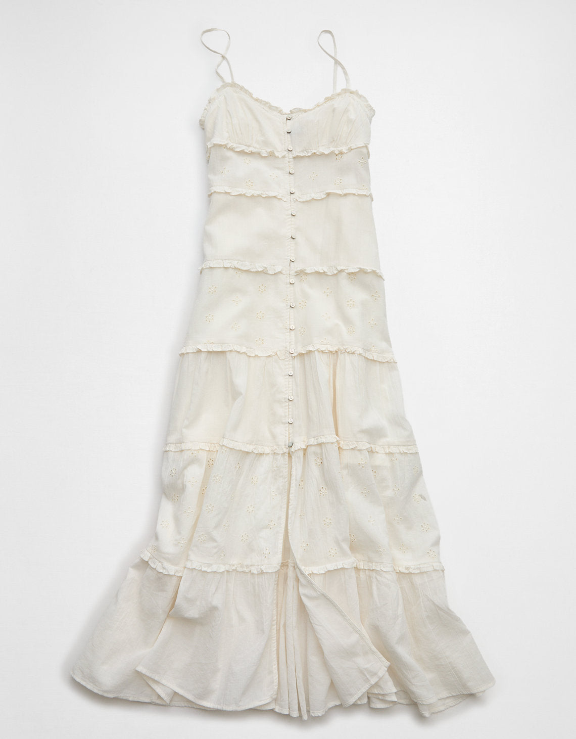Vestido midi abotonado con volantes de AE - Blanco 0395_9044_134_f