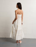 Vestido midi abotonado con volantes de AE - Blanco 0395_9044_134_ob