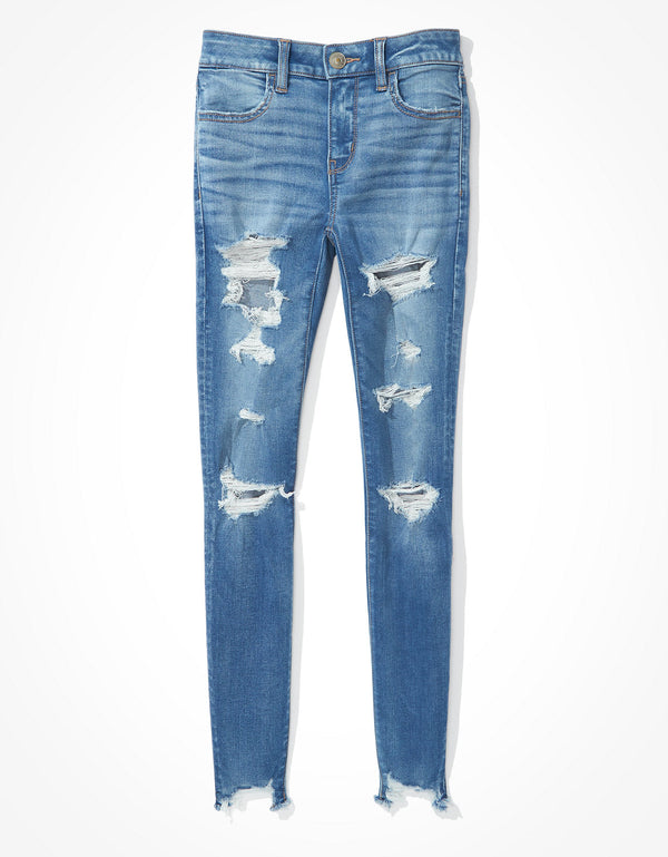 Jegging AE Ne(x)t Level con rotos de tiro bajo - Azul
