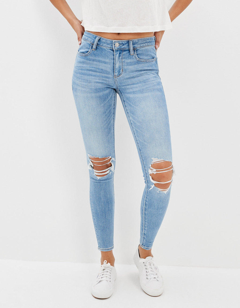 Jegging Tiro Bajo con Rotos Ae - Azul 0431_4091_428_of