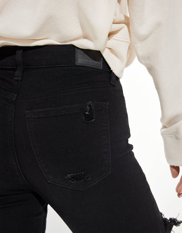 Jegging Tiro Alto con Rotos Ae - Negro
