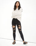 Jegging Tiro Alto con Rotos Ae - Negro 0433_3594_064_of