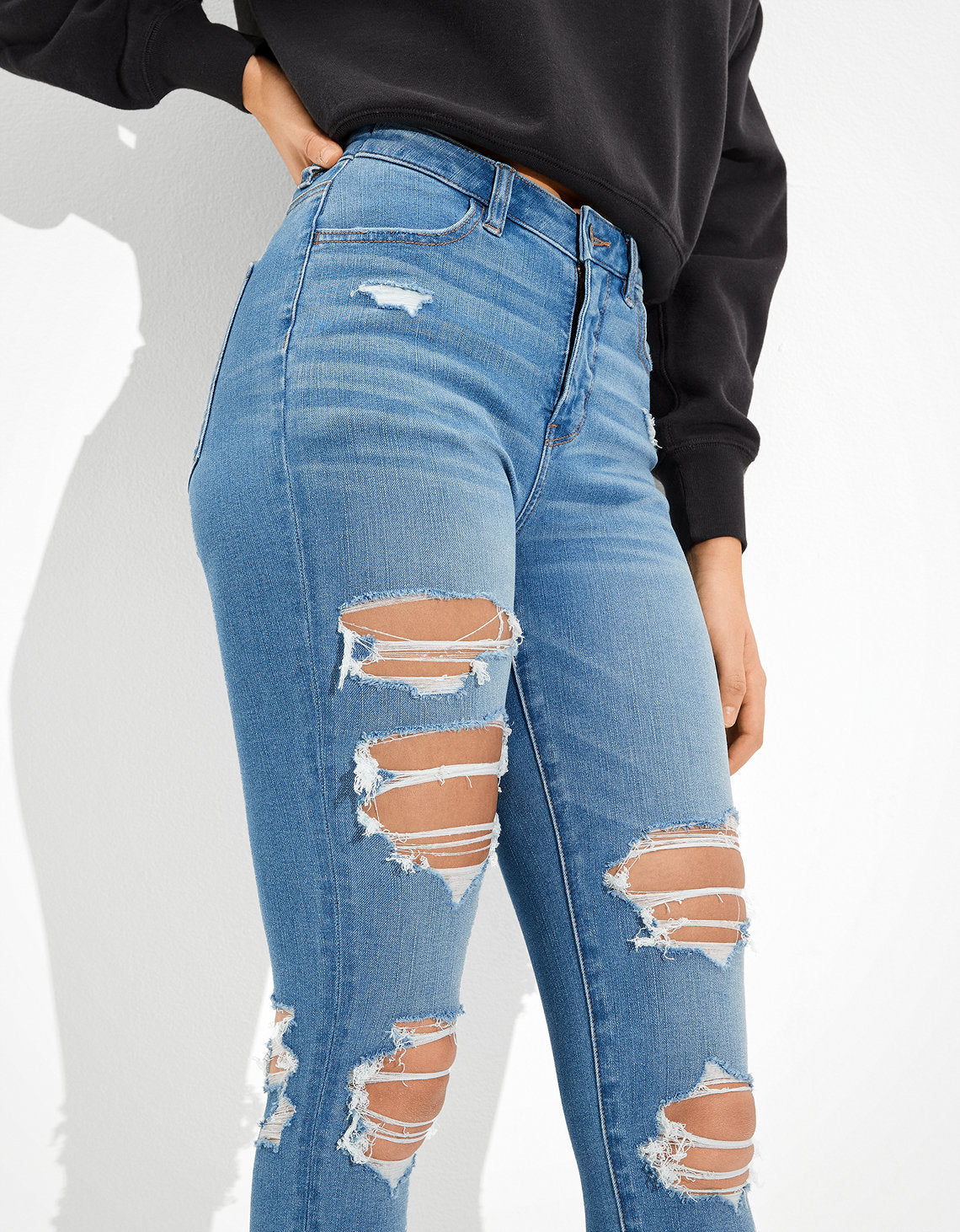 Jegging Tiro Alto con Rotos Ae - Azul 0433_3785_411_d2