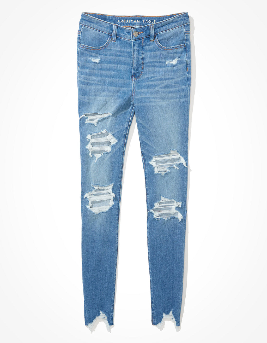 Jegging Tiro Alto con Rotos Ae - Azul 0433_3785_411_f