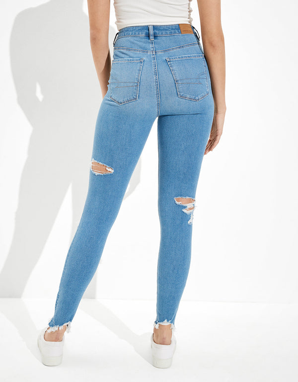 Jegging Tiro Alto con Rotos Ae - Azul