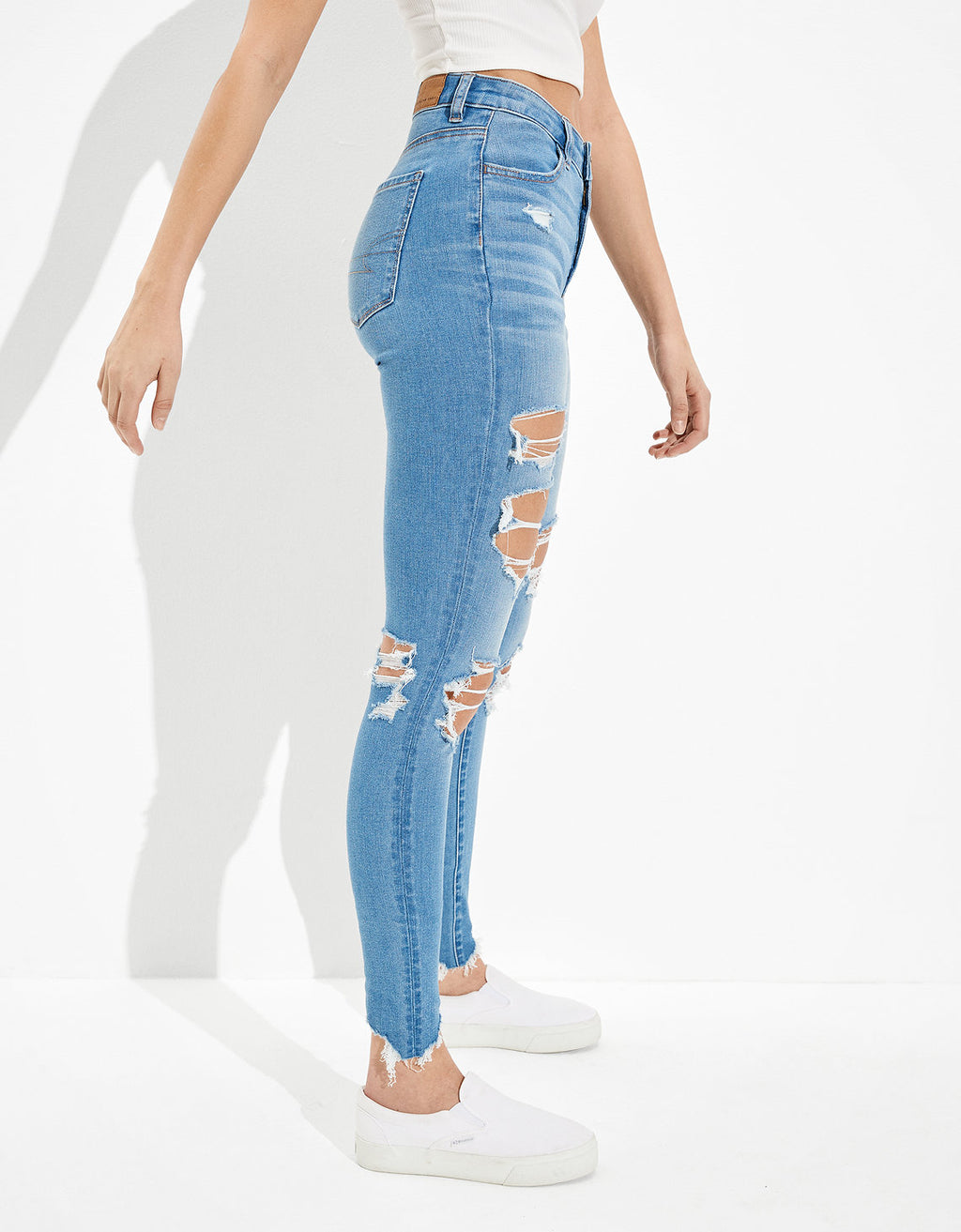 Jegging Tiro Alto con Rotos Ae - Azul 0433_3785_411_os