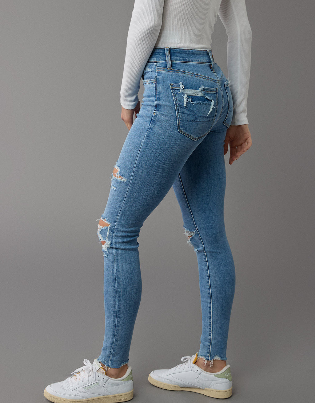 Jegging Tiro Alto con rotos Mujer AE - Azul 0433_5236_947_os
