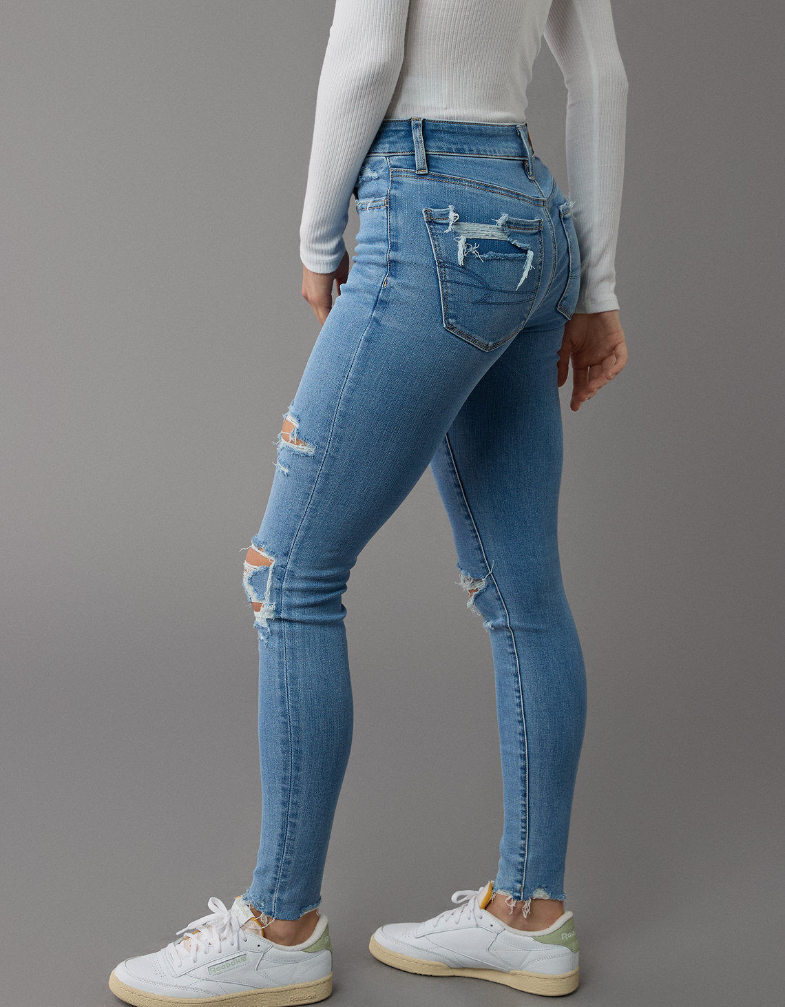 Jegging Tiro Alto con rotos Mujer AE - Azul 0433_5236_947_os