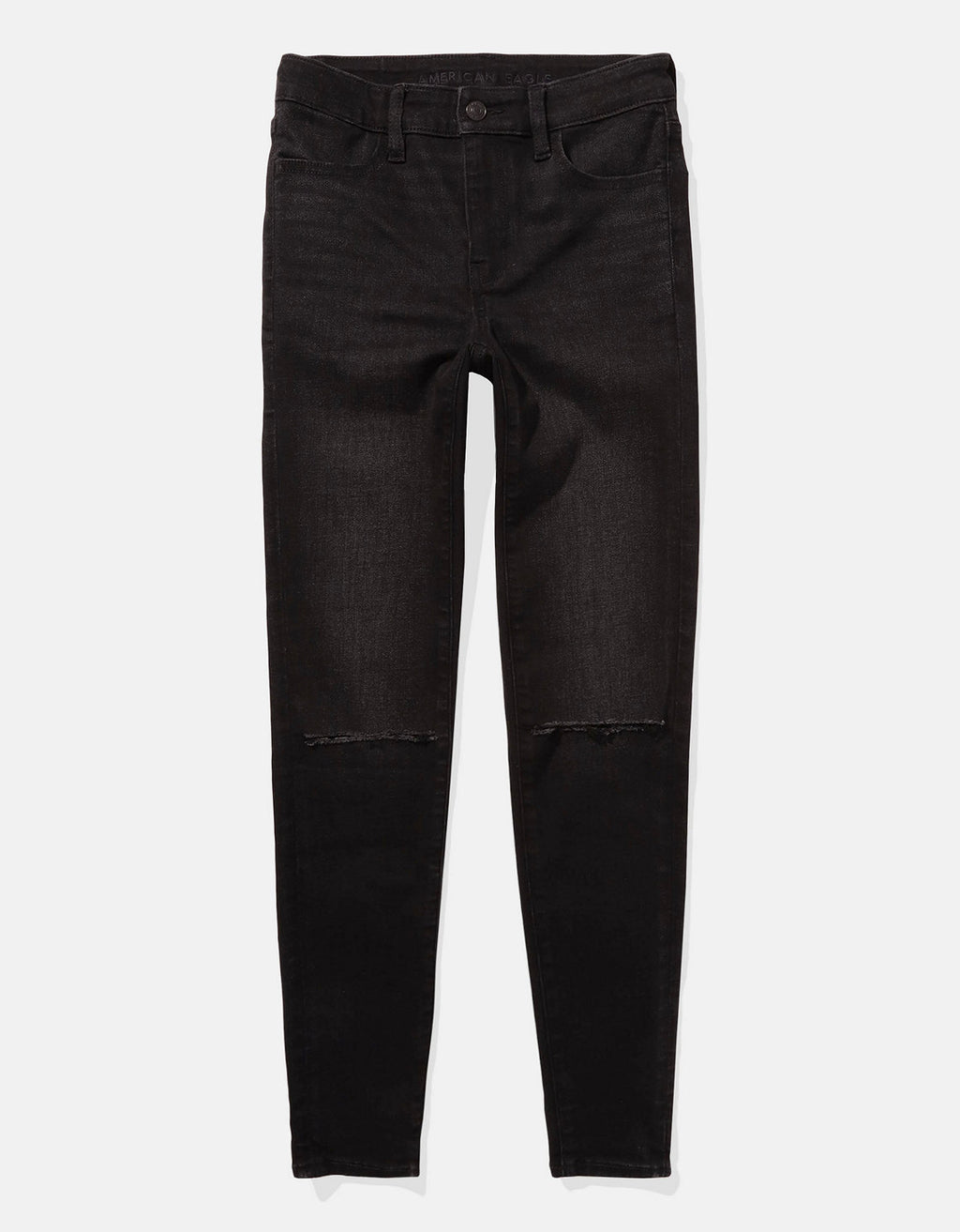 Jegging de talle alto rasgado de mujer AE - Negro 0433_5425_001_f