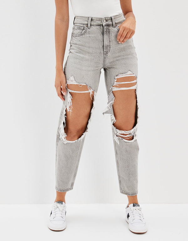 Jean Mom Straight Ae - Gris