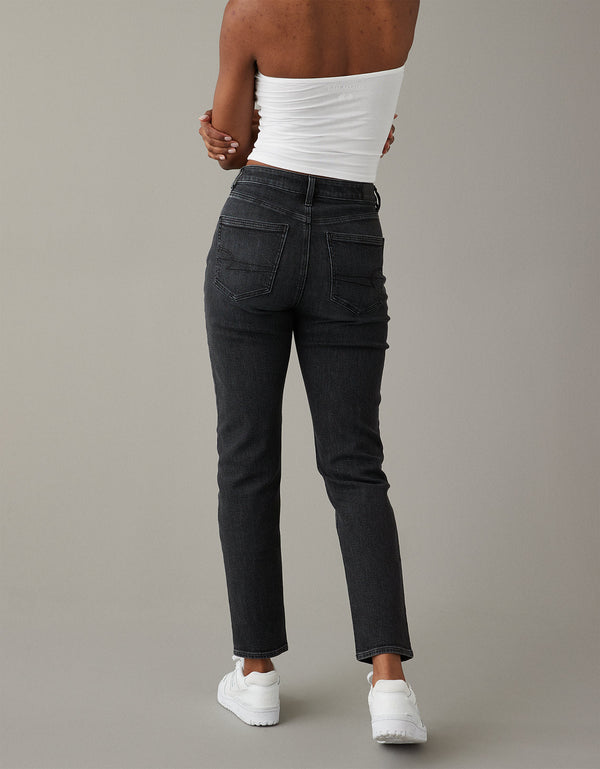 Jean Mom Rígido Mujer AE - Negro