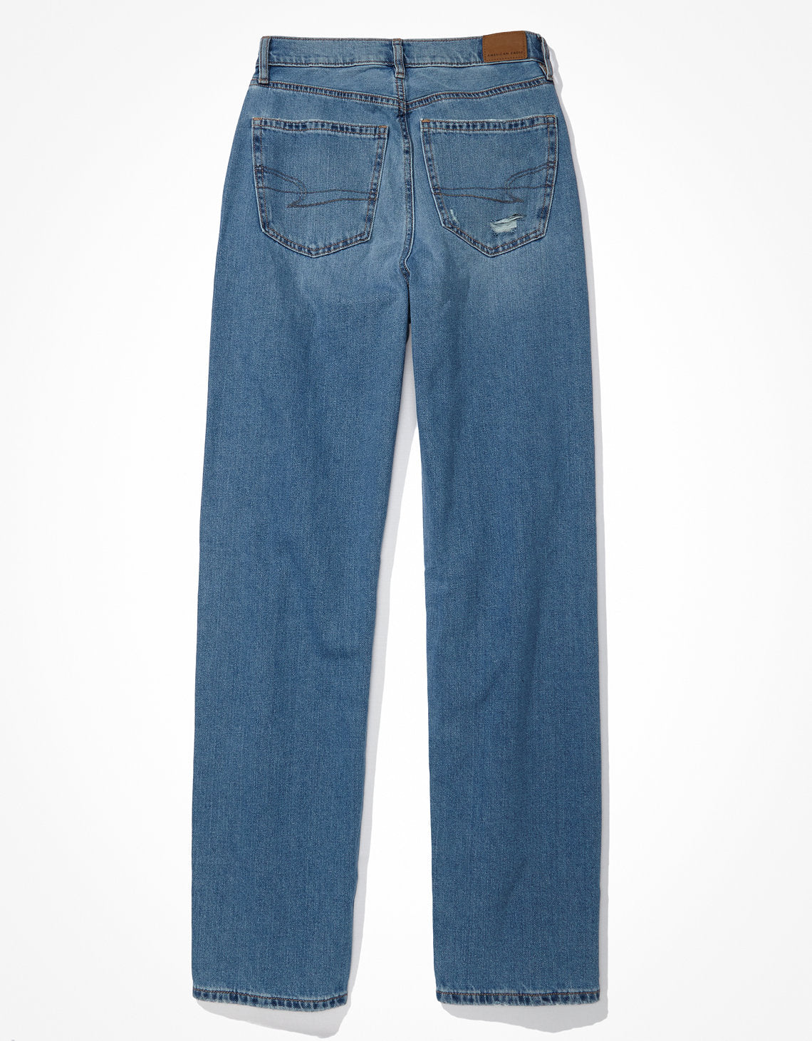Jean Baggy Straight con Rotos Tiro Alto Ae - Azul 0437_4156_468_b