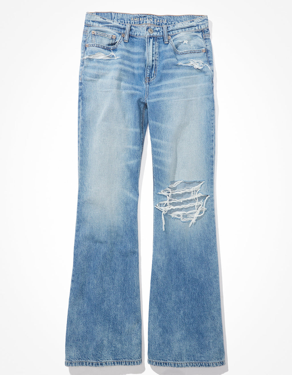 Jean Baggy Flare con Rotos Tiro Bajo Ae - Azul 0437_4334_039_f