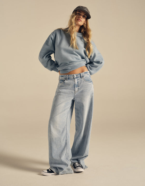 Jean Baggy Wide Leg de tiro alto Ae - Azul