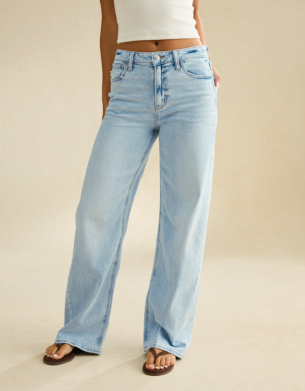 Jean Baggy Wide Leg de tiro alto Ae - Azul