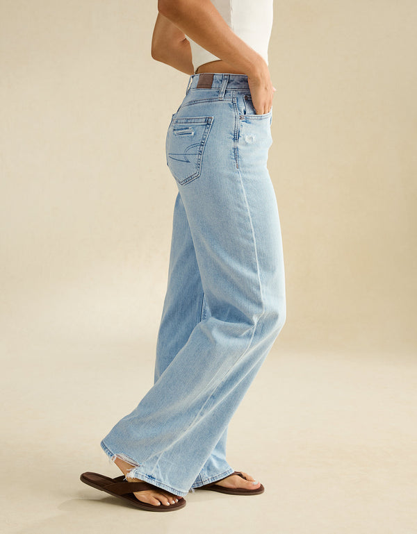 Jean Baggy Wide Leg de tiro alto Ae - Azul