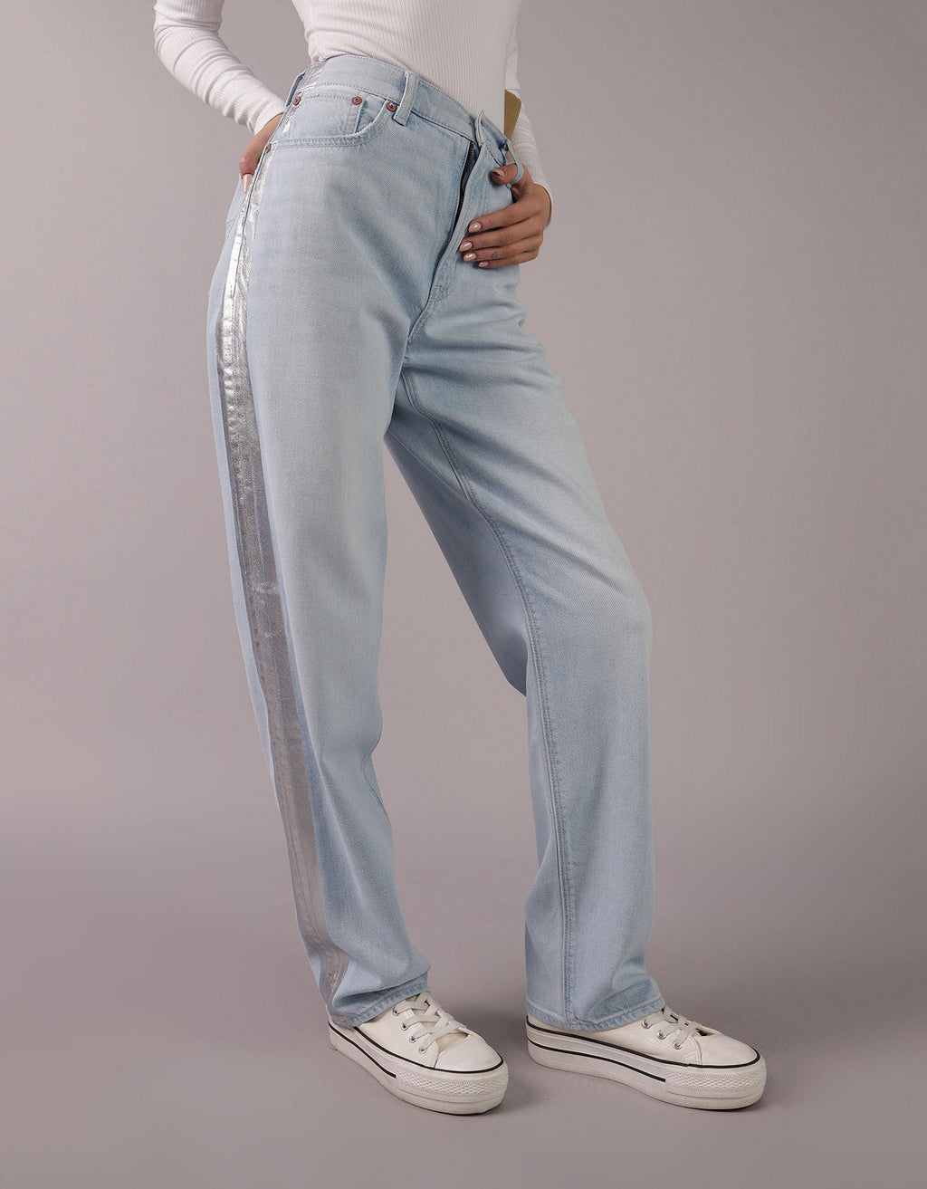 Jean Baggy Holgado y Talle Alto Mujer AE - Azul 0437_5422_443_of