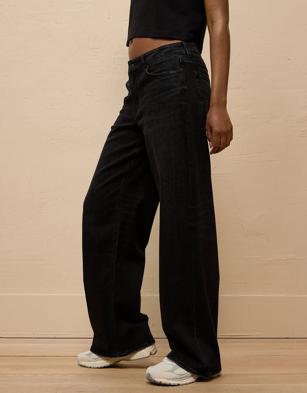 Jean Baggy Wide-Leg de Tiro Bajo Ae - Negro