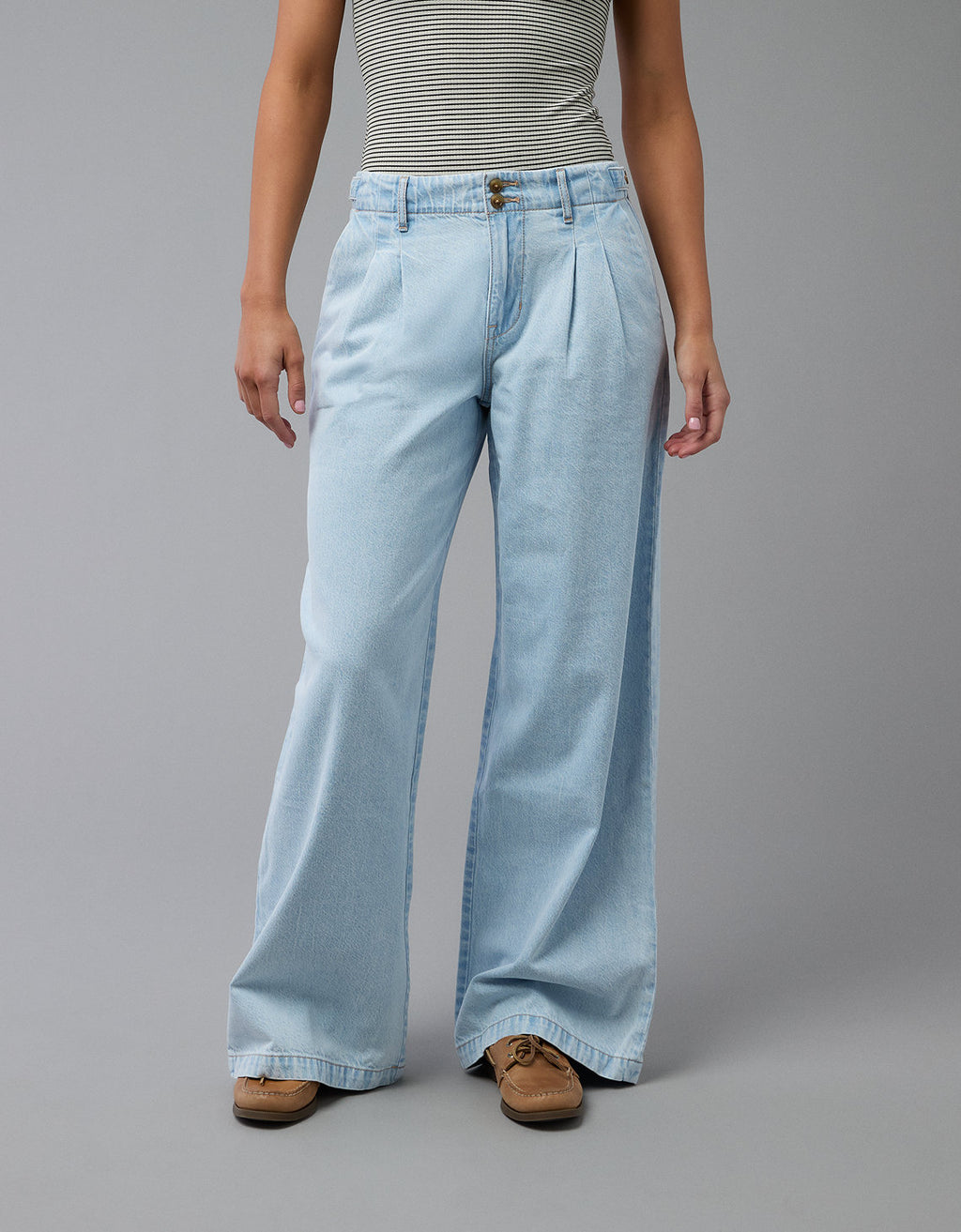 Jean baggy recto de tiro alto de mujer AE - Azul 0437_5528_433_of