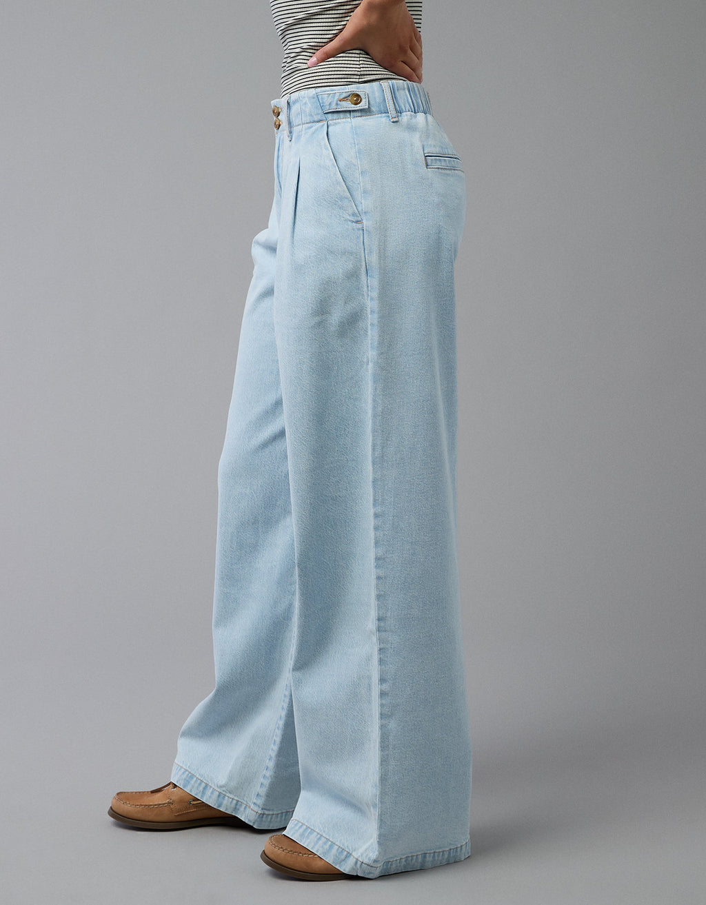 Jean baggy recto de tiro alto de mujer AE - Azul 0437_5528_433_os