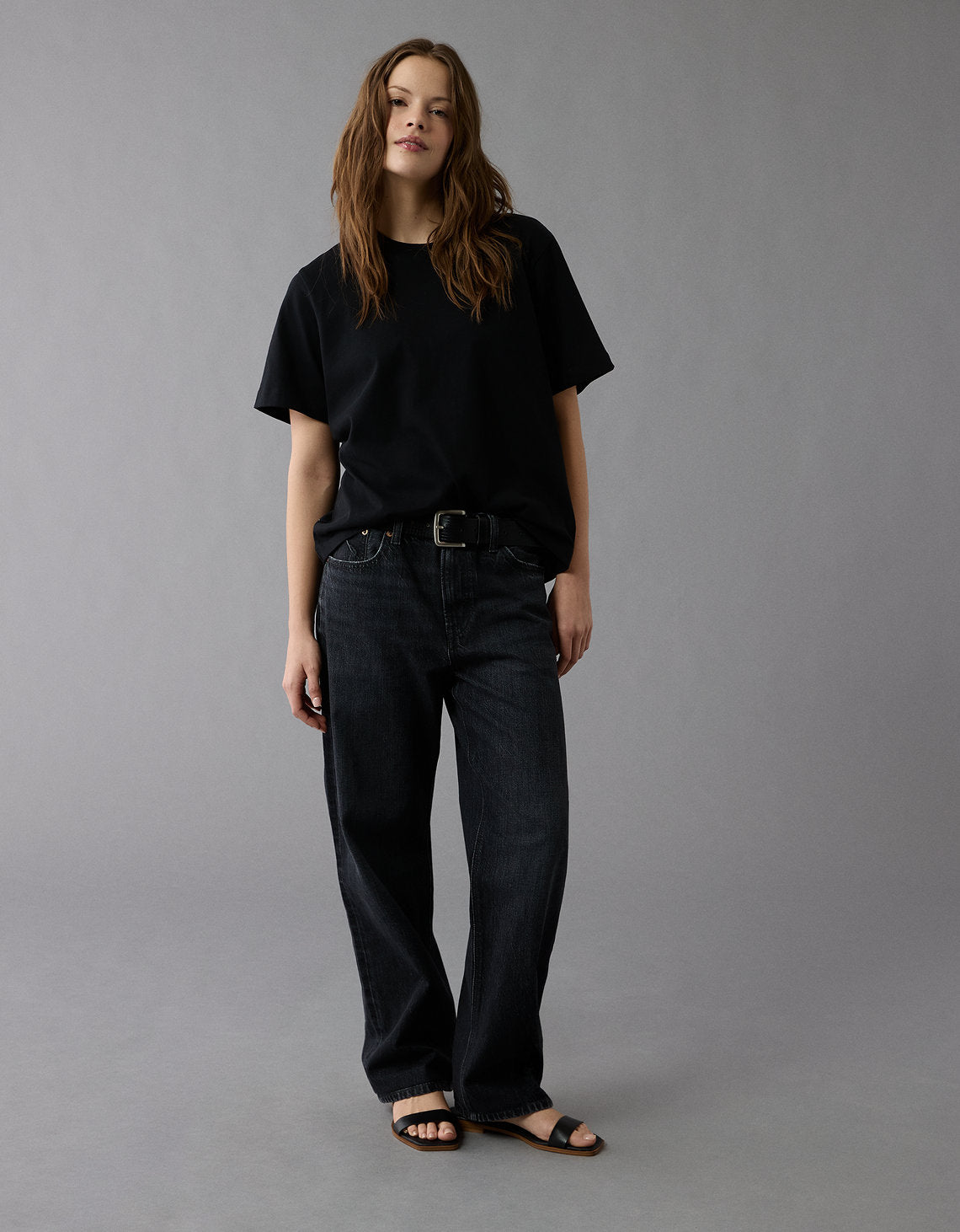 Jean Baggy Straight de Tiro Bajo Ae - Negro 0437_5629_045_of