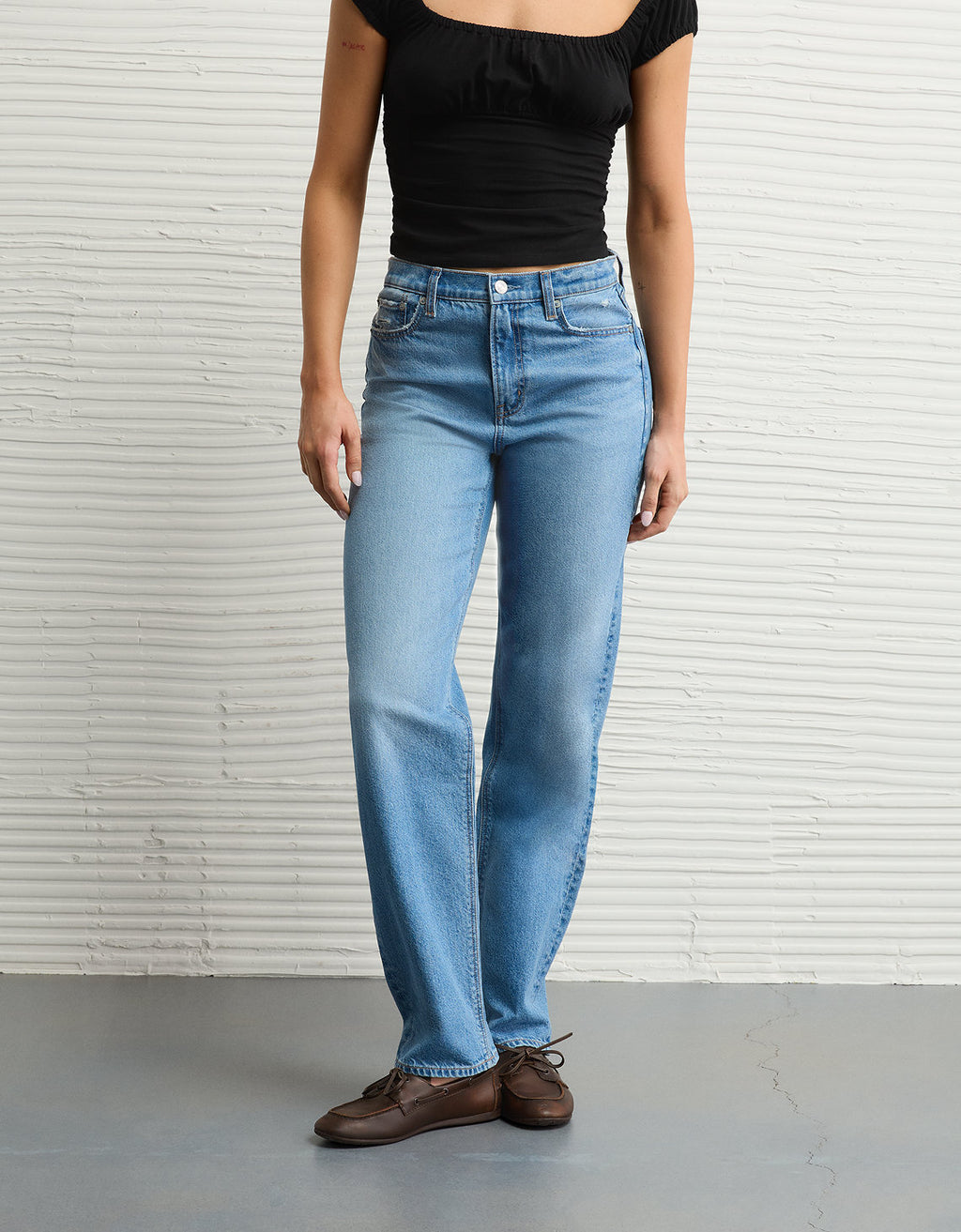 Jean Baggy Straight con Tiro Alto Ae - Azul 0437_5698_956_of