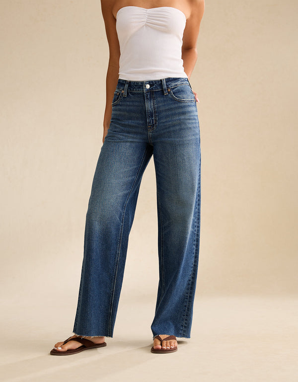 Jean Baggy Wide Leg de Tiro Alto Ae - Azul