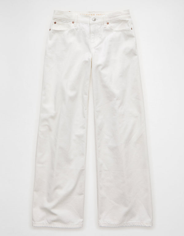 Jean Wide Leg Tiro Bajo Ae - Blanco